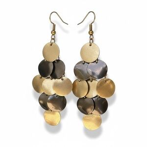 Cascading Mixed Tone Disc Boho Chandelier Earrings